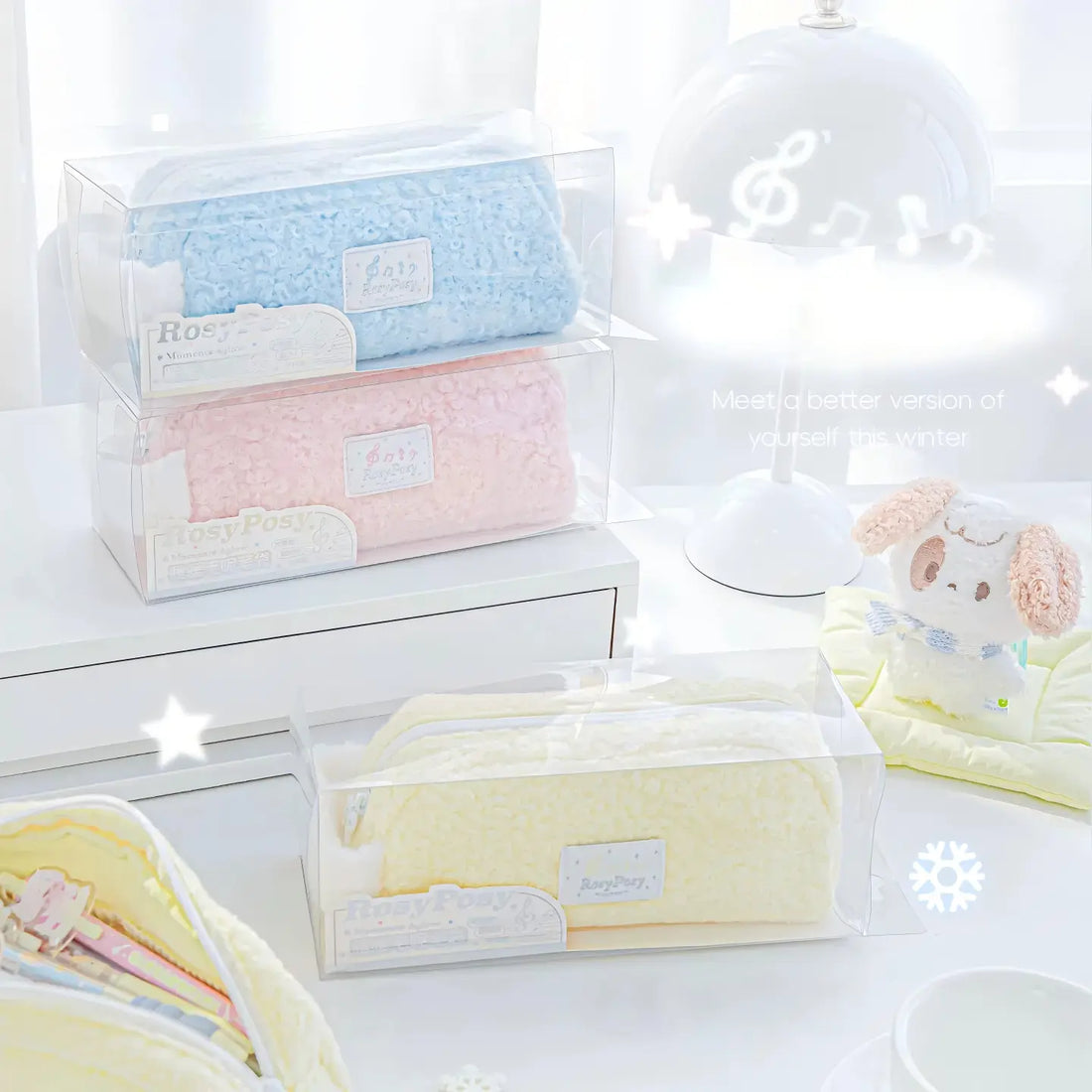 RosyPosy Soft Plush Large-Capacity Pencil Case with Handle, image 5