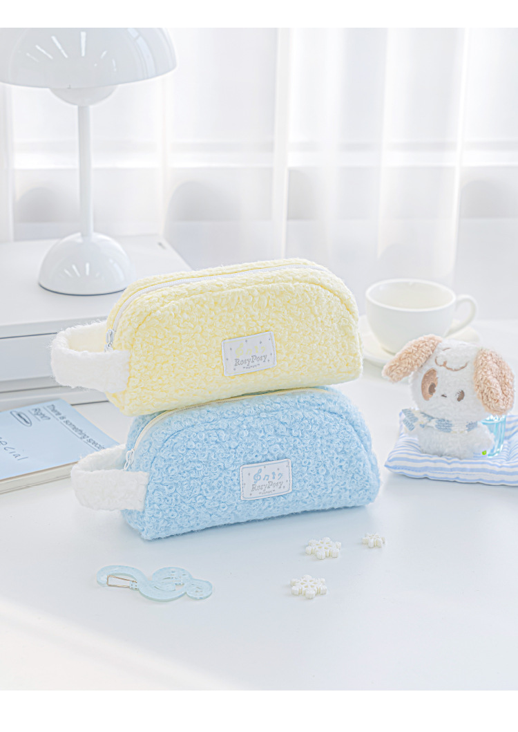 RosyPosy Soft Plush Large-Capacity Pencil Case with Handle, image 4
