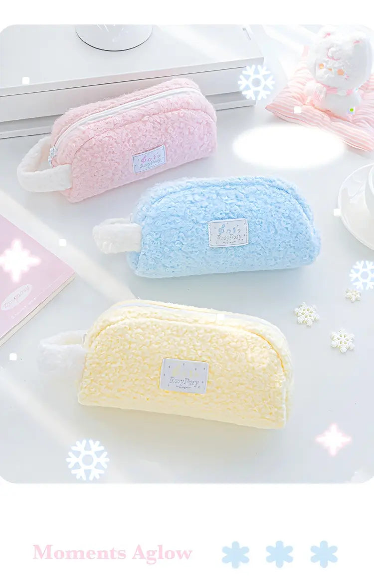 RosyPosy Soft Plush Large-Capacity Pencil Case with Handle, image 6