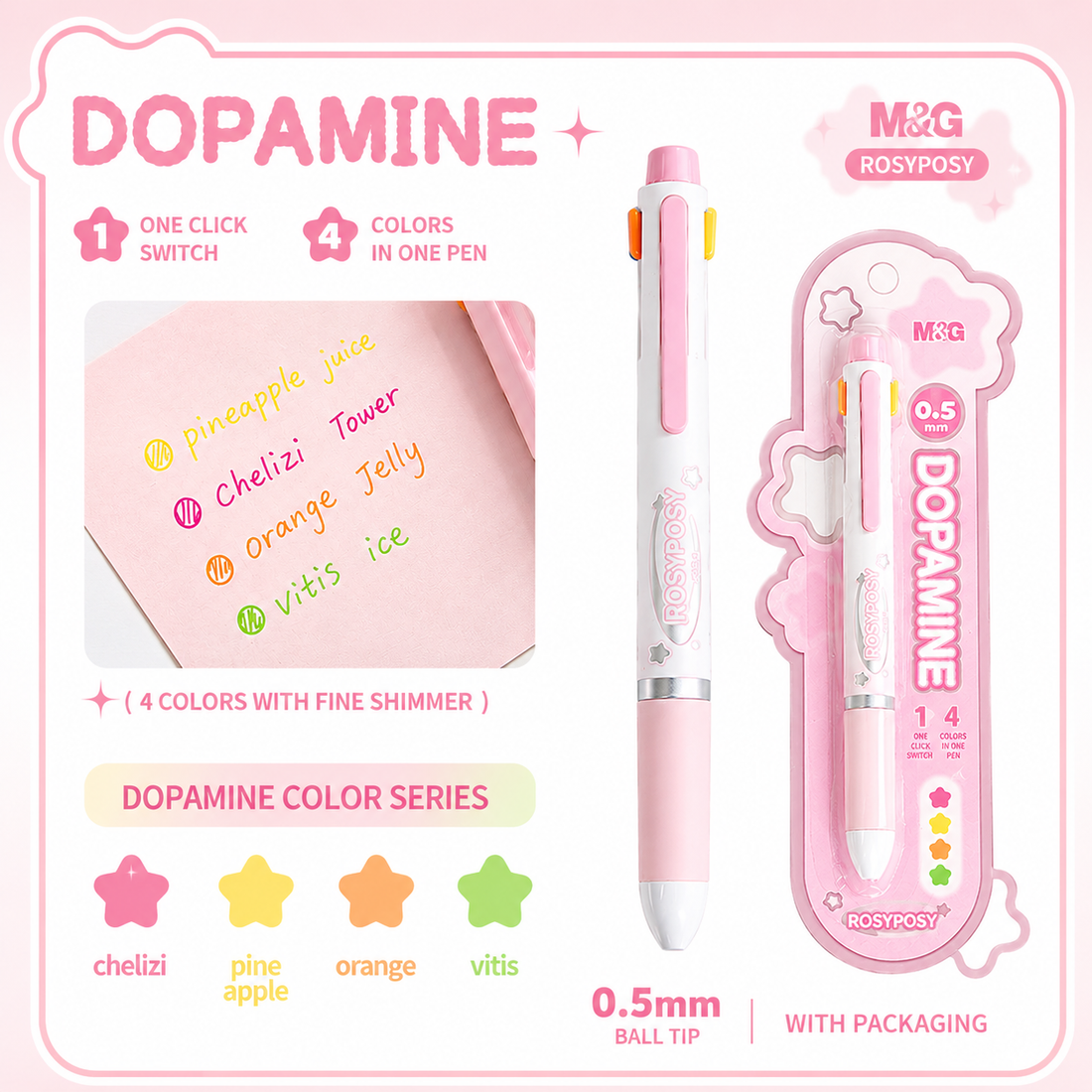 RosyPosy × M&G Lucidity 4-Colour 0.5mm Retractable Pen, image 9