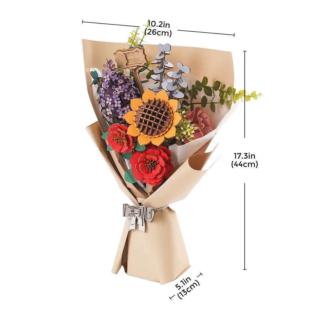 Rowood DIY Wooden Flower Bouquet 3D Wooden Puzzle, image 3