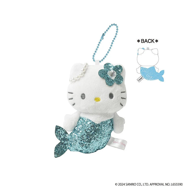 Sanrio Hello Kitty GOGO Gyaru Glitter Mermaid Plush Mascot Holder Keychain