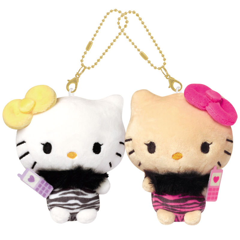 Sanrio Hello Kitty Niko Nui Magnetic Plush Keychain Pair with Zebra Outfit