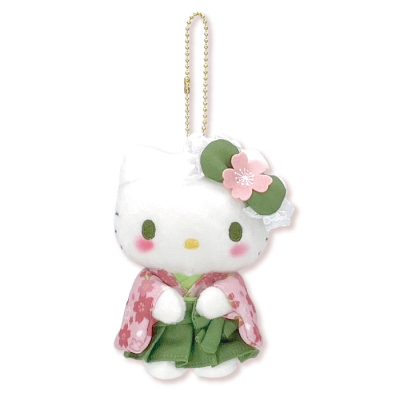 Sanrio Hello Kitty Plush Mascot Holder Matcha Sakura Kimono