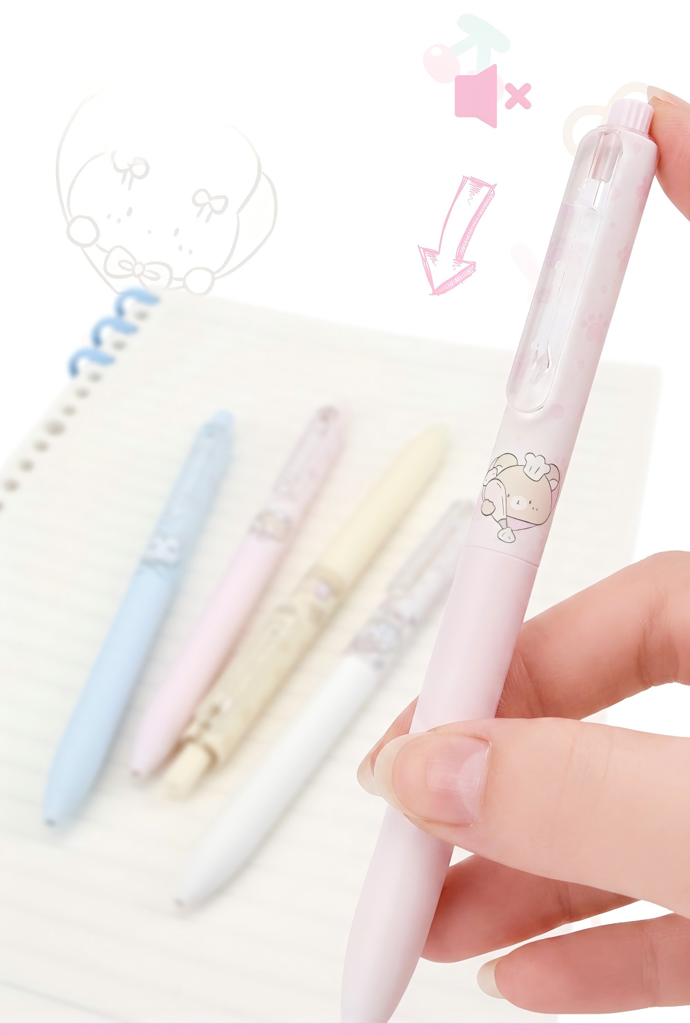 COMI Dessert Bunny Retractable Black Ink Silent Click Gel Pen 0.5mm, image 4