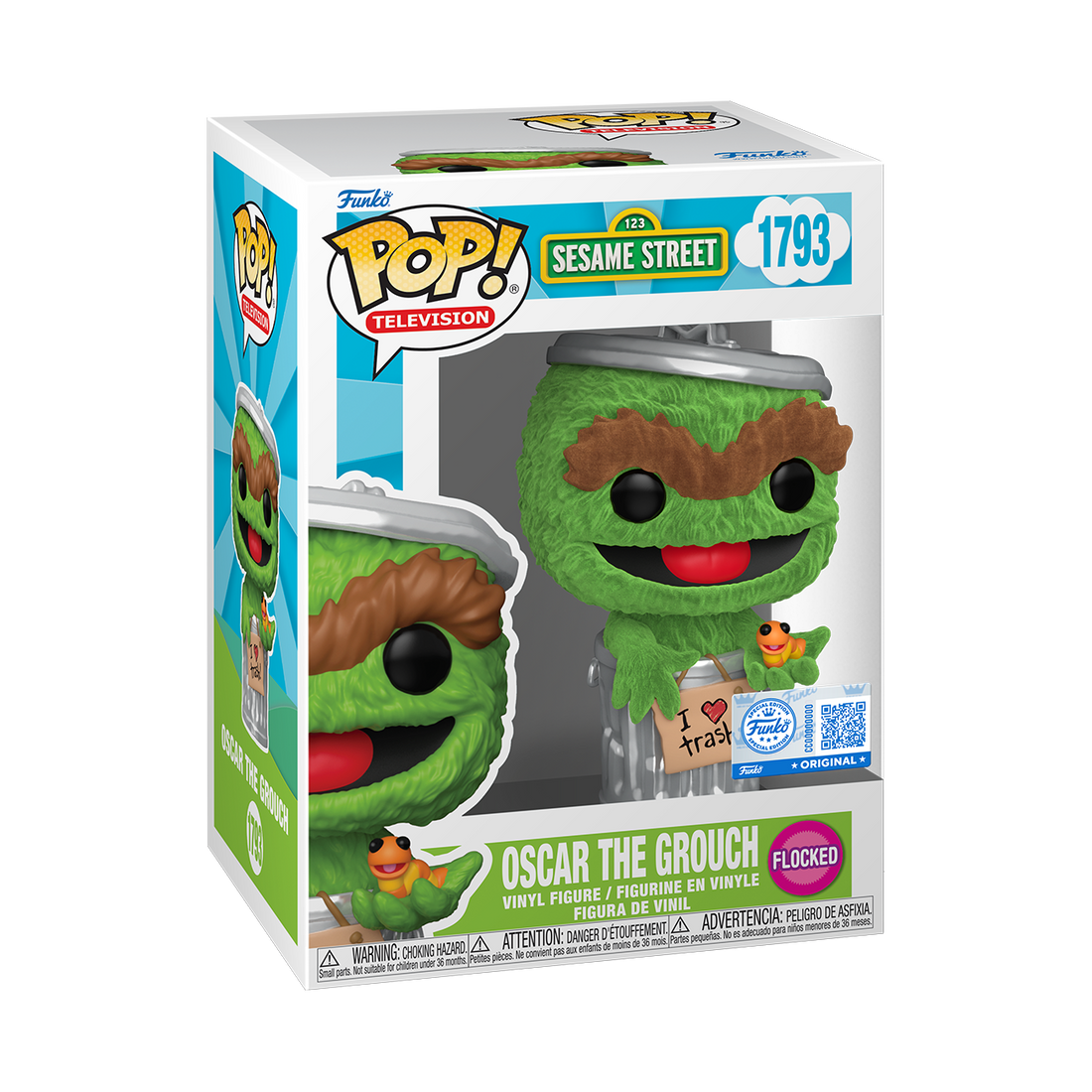 Funko Pop! Sesame Street - Oscar the Grouch Flocked Vinyl Figure, image 2