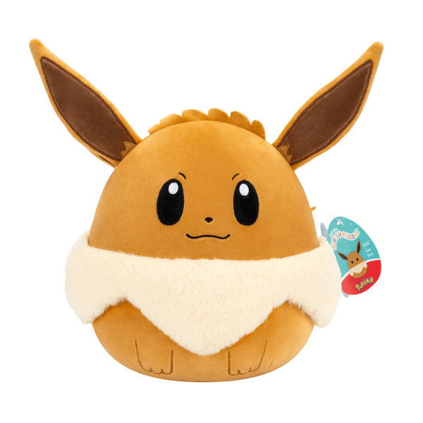 Squishmallows Pokemon 10" Eevee Plush with cute facial expression and fluffy collar in a collectible design.