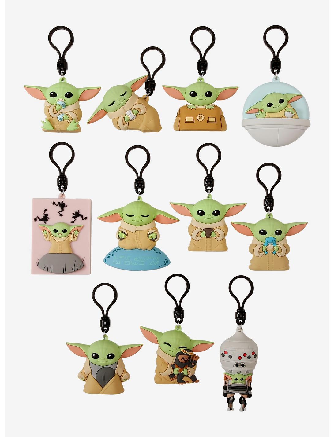 Collection of 'The Child' keychains from 'The Mandalorian' on a white background