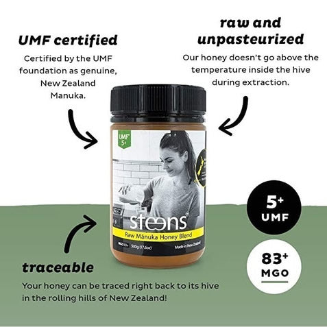 Steens UMF 5+Raw Manuka Honey Blend 500g EXP:05/2024