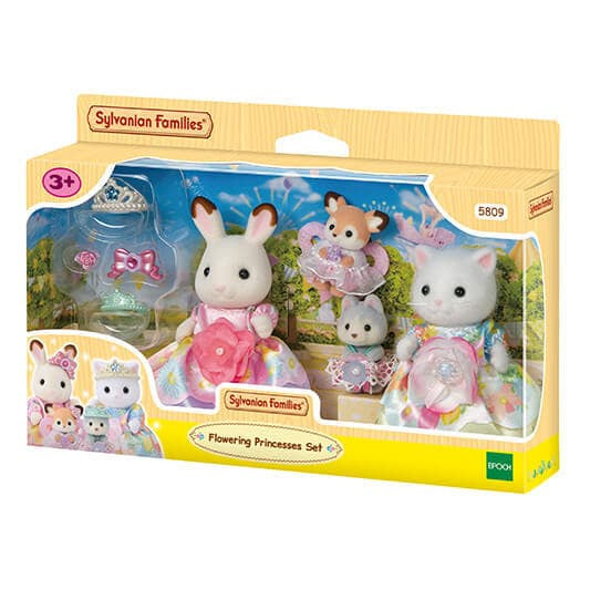 Sylvanian Families Flowering Princesses Set - Chocolate Rabbit Persian Cat Princess Figures