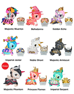Tokidoki Unicorno After Dark Masquerade Blind Box collection featuring nine unique masquerade characters.