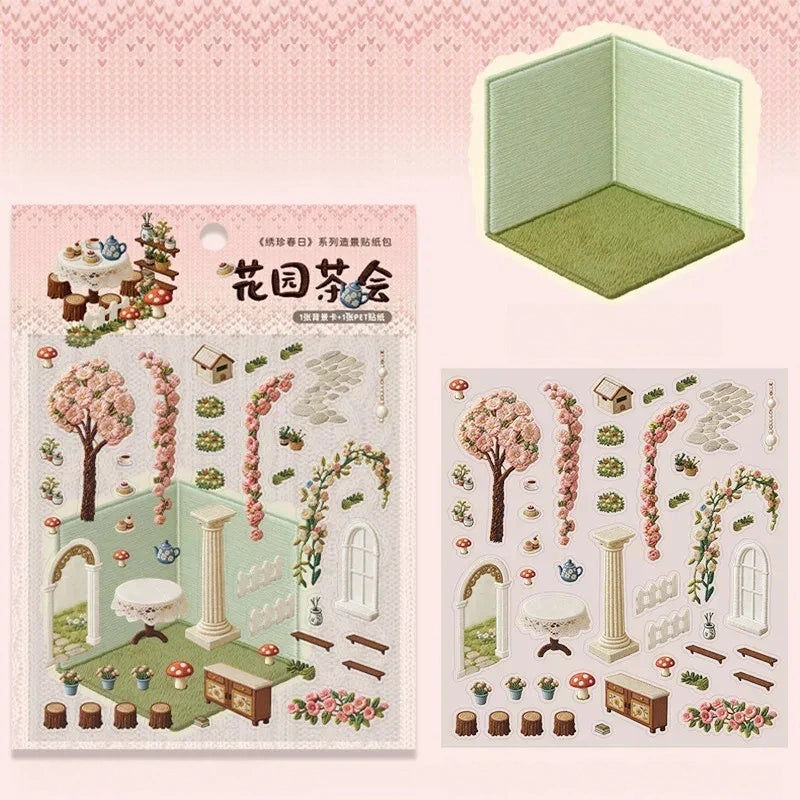Tomato-Jam Girl Embroidery Deco Scene Sticker Pack, image 14