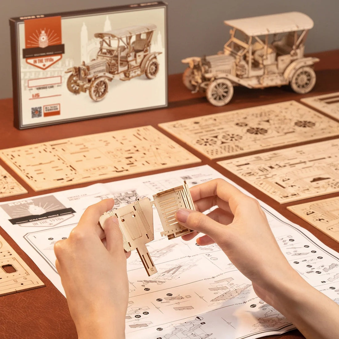 ROKR Vintage Car Scale Model 3D Puzzle DIY Kit, image 7