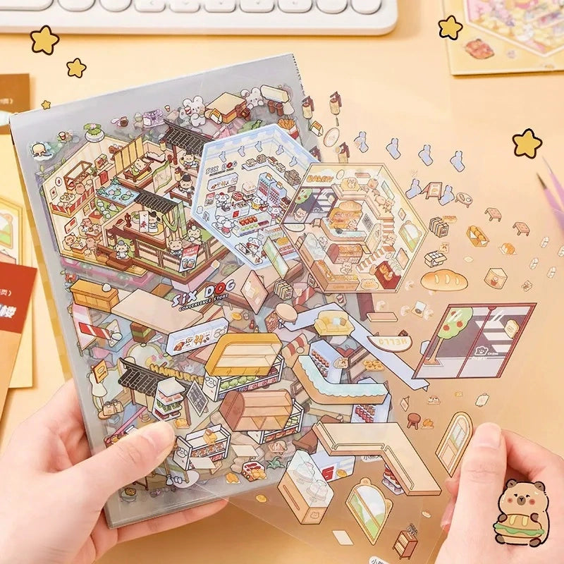 Yilan 2.5D Deco Scene Sticker Book – 20 Miniature Scenes