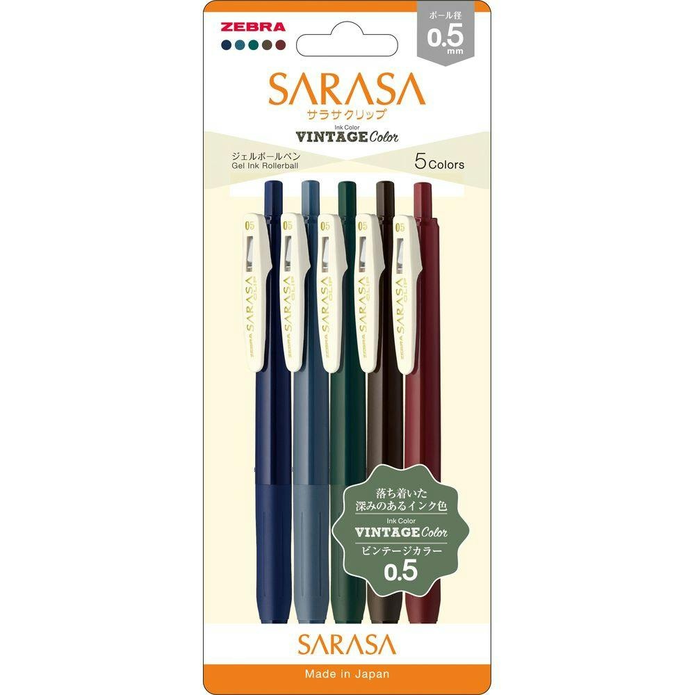 Zebra Sarasa Clip Gel Pen - 0.5mm 5 Colour Set