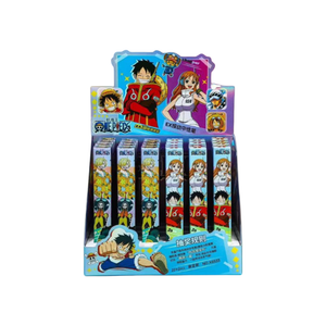 Display box of cartoon character pencils with colorful packaging