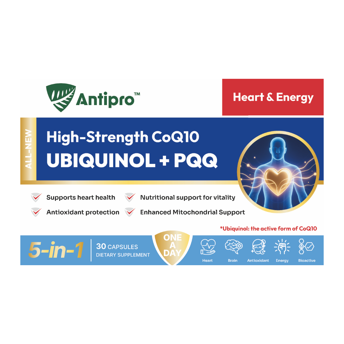 Antipro UBIQUINOL High-Strength CoQ10 +PQQ 30 Capsules