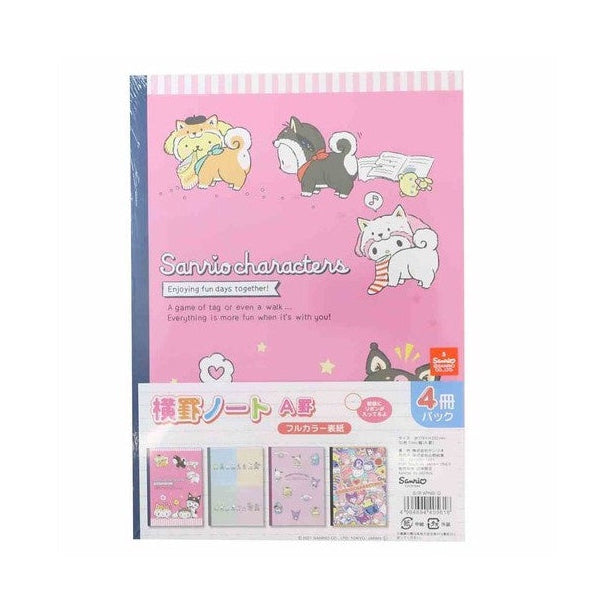 Notebook with cartoon characters on a pink cover
