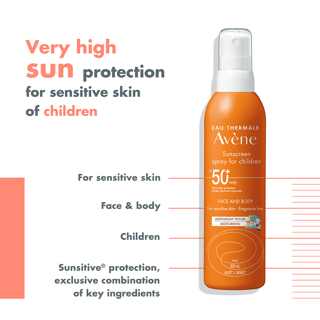 Avene SPF50+ Sunscreen Children Spray 200ml, Sun Protection, OCARE NZ