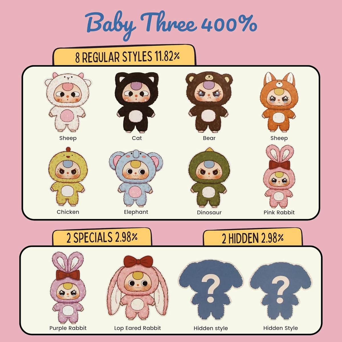 Baba Three Baby Three V1 400% Big Plush Animal Series Blind Box – OCARE NZ