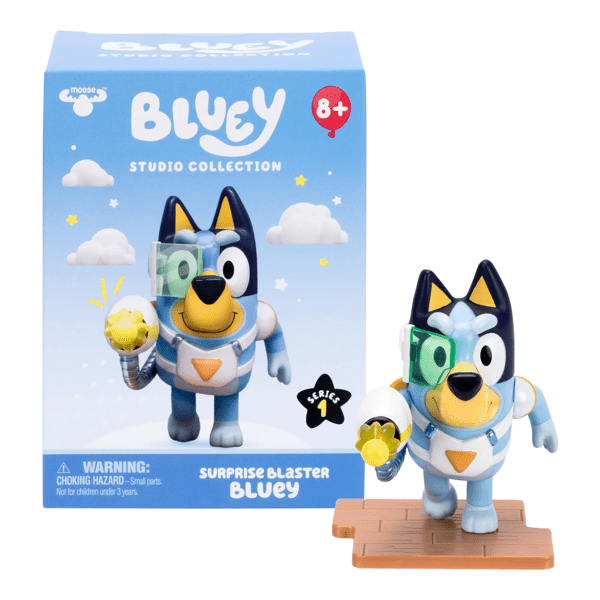 Bluey toy figure with packaging on a white background