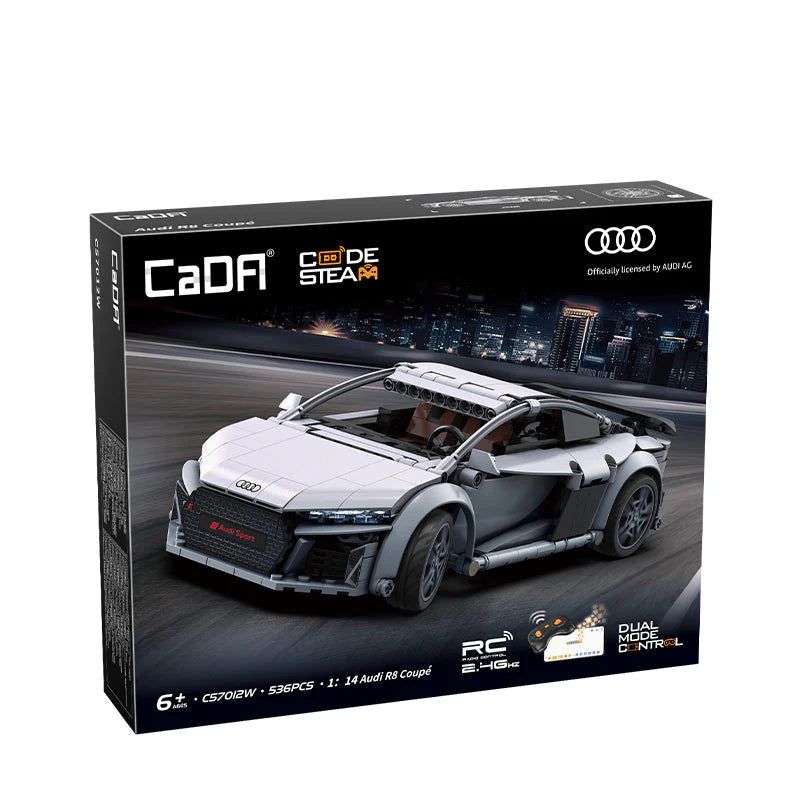 CaDA 1:14 Audi R8 Coupe Car Dual Control RC Brick Model Kits, image 2