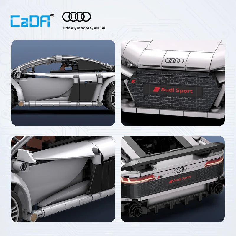CaDA 1:14 Audi R8 Coupe Car Dual Control RC Brick Model Kits, image 8