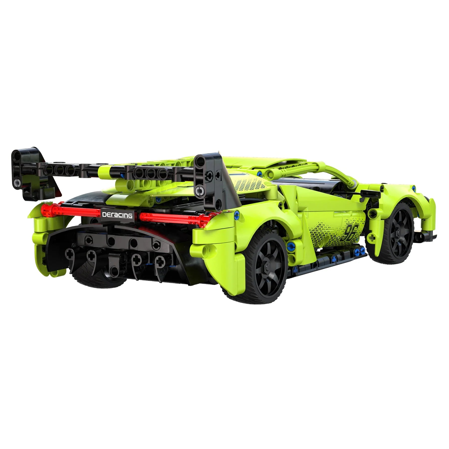 CaDA 1:14 Lamborghini Veneno Phantom Ghost Brick Model Kits rear view showcasing bright green design and intricate details.