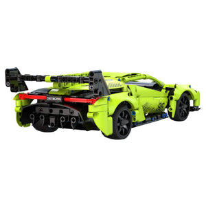CaDA 1:14 Lamborghini Veneno Phantom Ghost Brick Model Kits rear view showcasing bright green design and intricate details.