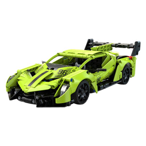 CaDA 1:14 Lamborghini Veneno Phantom Ghost Brick Model Kits in vibrant green color with detailed design.
