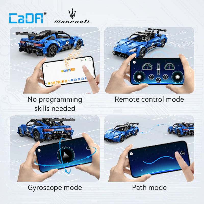 CaDA 1:14 Maserati GT2 Racing Car Dual Control RC Brick Model Kits, image 8