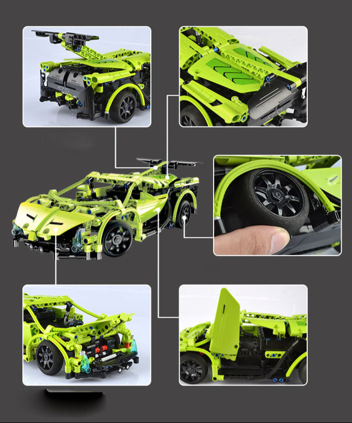 CaDA 1:14 Red Storm Super Car Dual Control RC Brick Model Kits, image 6