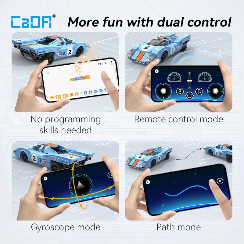CaDA 1:20 Azure Storm Racing Car Dual Control RC Brick Model Kits, image 7