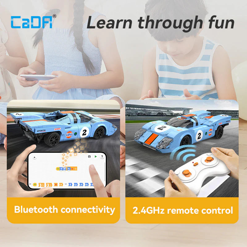 CaDA 1:20 Azure Storm Racing Car Dual Control RC Brick Model Kits, image 8