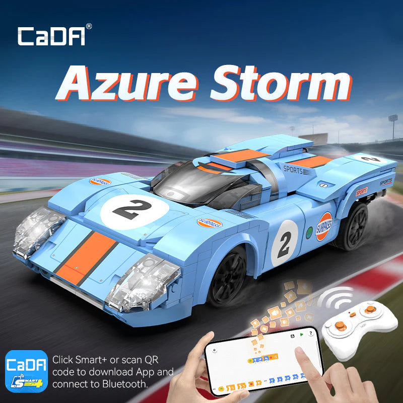 CaDA 1:20 Azure Storm Racing Car Dual Control RC Brick Model Kits, image 4