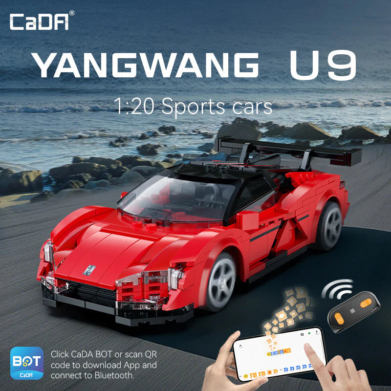 CaDA 1:20 BYD YangWang U9 Supercar Dual Control RC Brick Model Kits, image 5