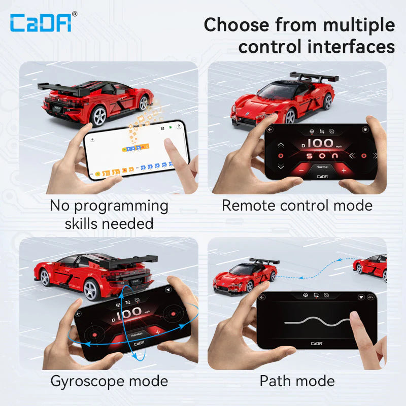 CaDA 1:20 BYD YangWang U9 Supercar Dual Control RC Brick Model Kits, image 7