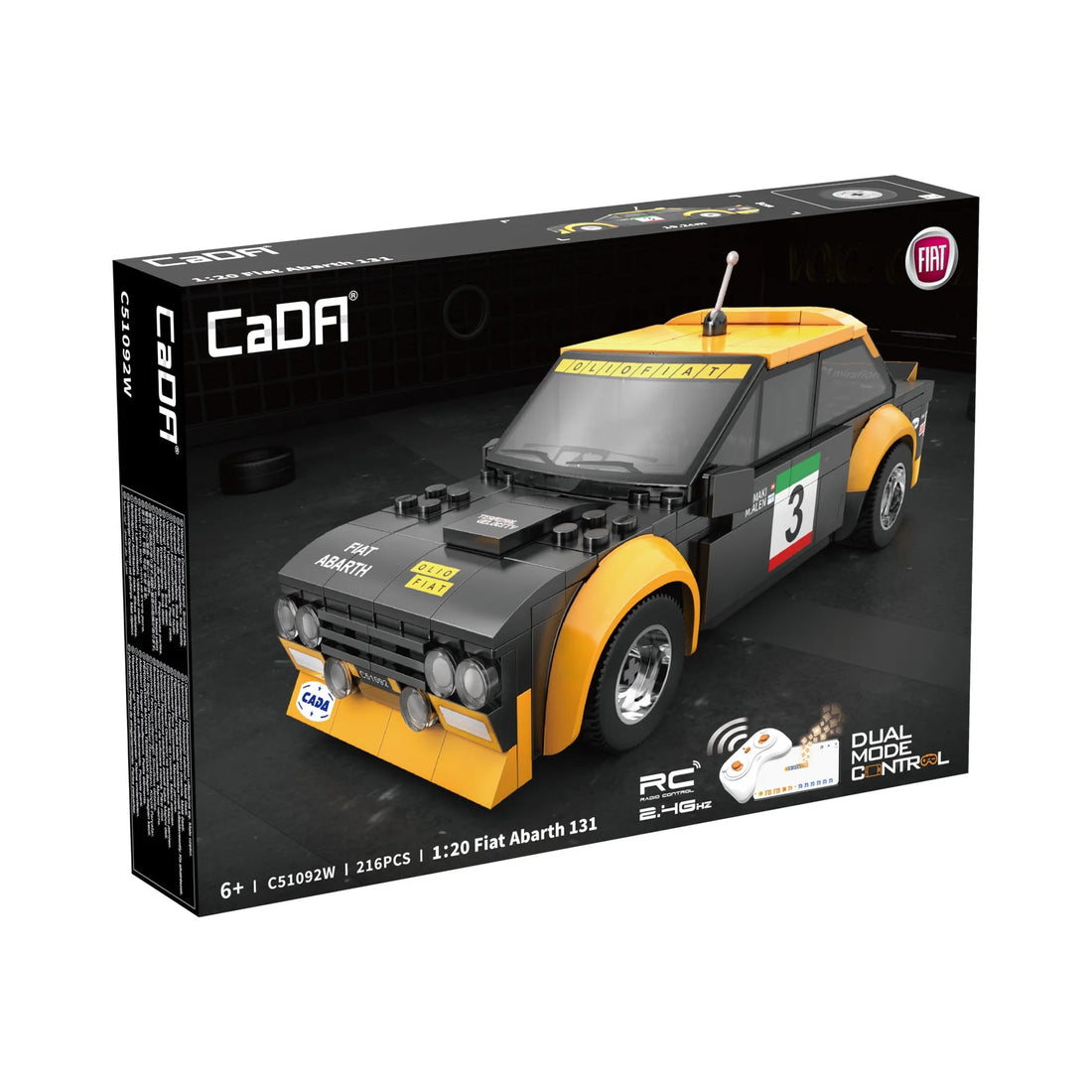 CaDA 1:20 Fiat Abarth 131 Car Dual Control RC Brick Model Kits, image 6