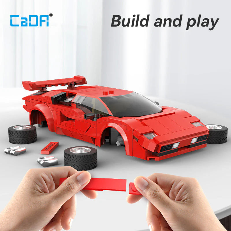 CaDA 1:20 Red Shadow Racing Car Dual Control RC Brick Model Kits, image 7