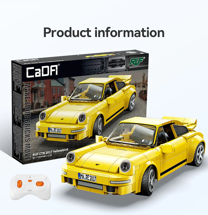 CaDA 1:20 RUF Yellowbird Car Dual Control RC Brick Model Kits, image 10