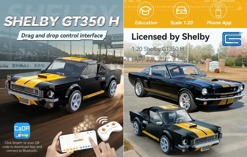 CaDA 1:20 Shelby Mustang GT350H Car Dual Control RC Brick Model Kits, image 4