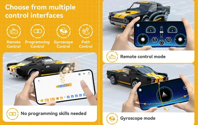 CaDA 1:20 Shelby Mustang GT350H Car Dual Control RC Brick Model Kits, image 7