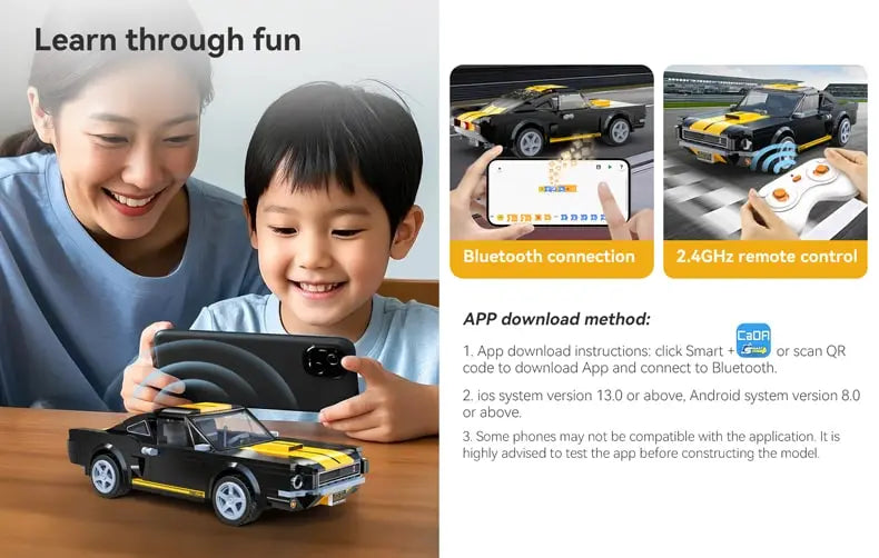 CaDA 1:20 Shelby Mustang GT350H Car Dual Control RC Brick Model Kits, image 8