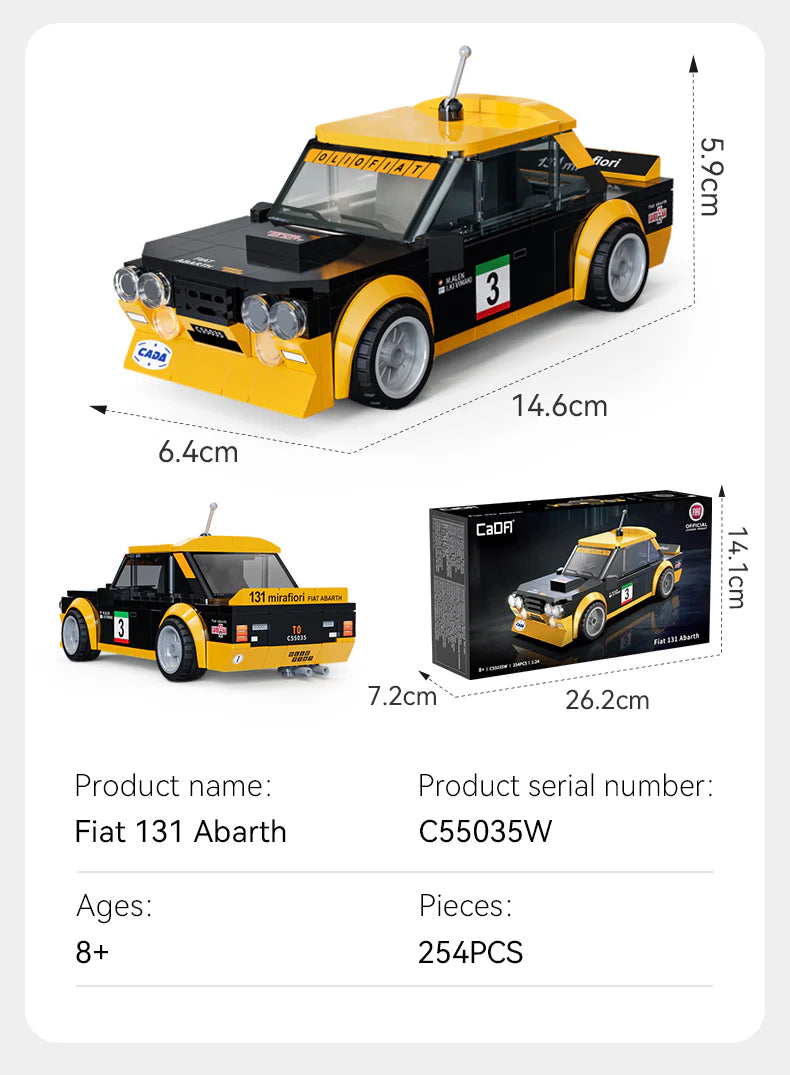 CaDA 1:24 Fiat 131 Abarth Car Brick Model Kits, image 6