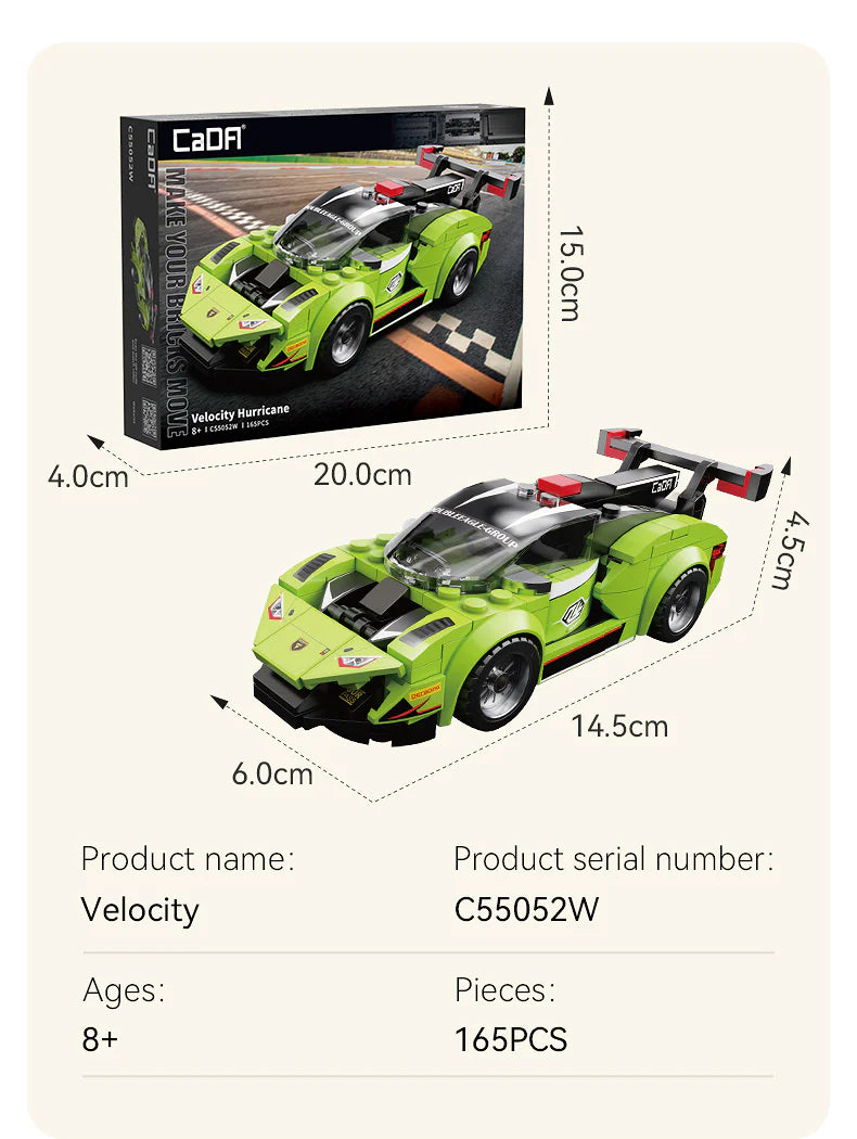CaDA 1:32 Velocity Hurricane Car Brick Model Kits, image 2