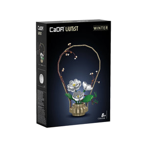 Product packaging for a decorative item with flowers on a white background