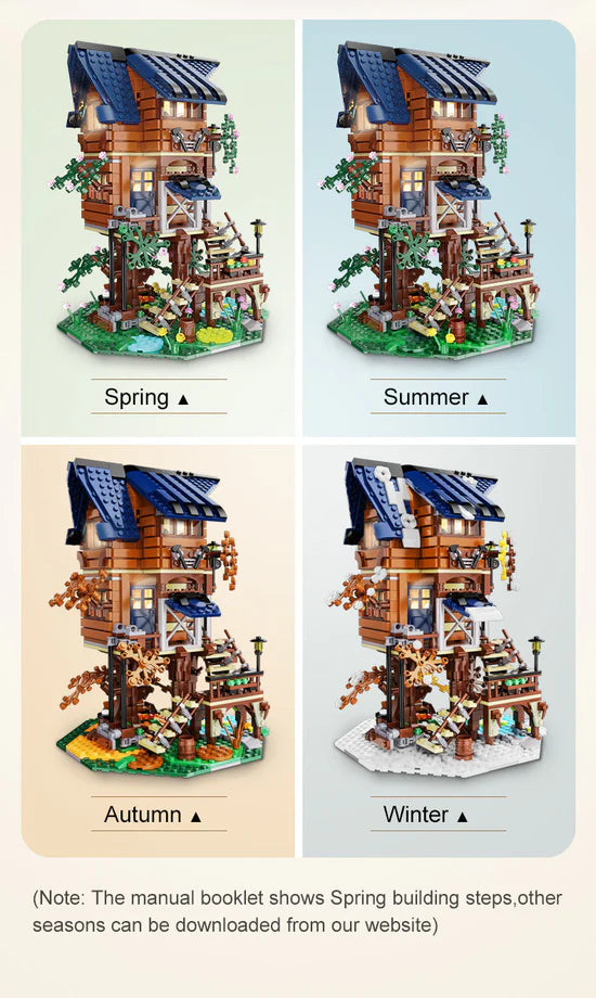 CaDA Four Season Story Tree Shack Brick Model Kits, image 6