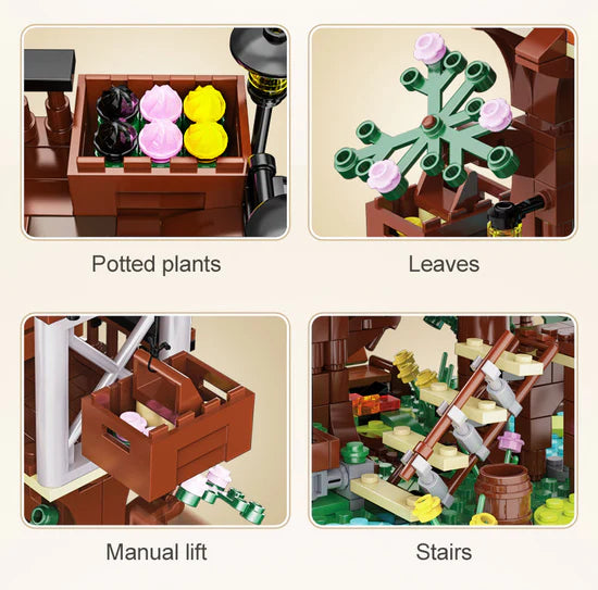CaDA Four Season Story Tree Shack Brick Model Kits, image 9