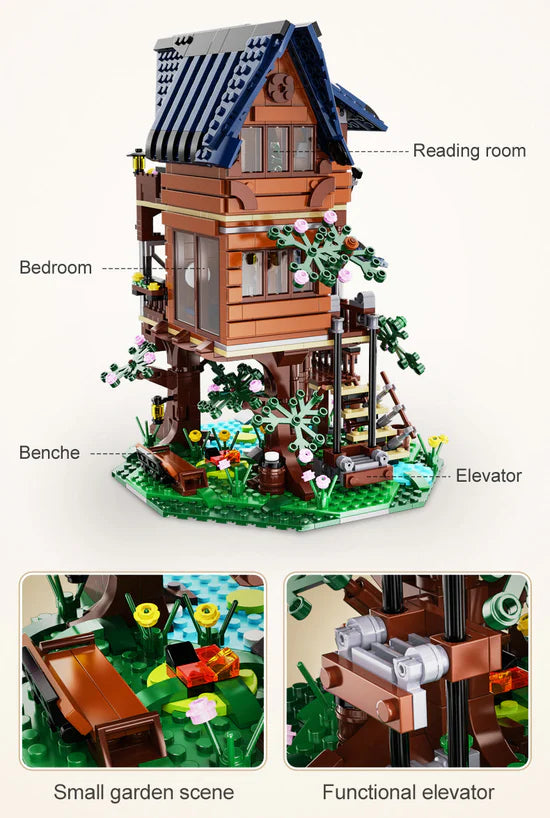 CaDA Four Season Story Tree Shack Brick Model Kits, image 10