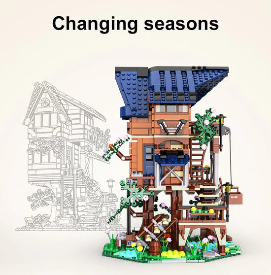 CaDA Four Season Story Tree Shack Brick Model Kits, image 5